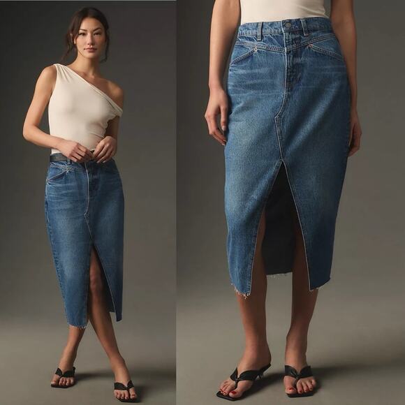 Reformation Jagger Denim Midi Skirt 30 - Picture 1 of 6